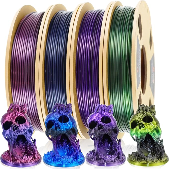 LOVOON 3D PLA Filament Bundle 1.75MM, Color Shift Filament Bundle, Gradient Silk PLA Filament Bundle, PLA Filament for 3D Printer 3D Pen, Dimensional Accuracy +/-0.02mm, 200g x 4 Spools