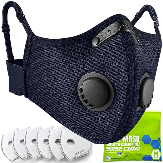 BASE CAMP Upgrade M Plus Dust Mask, Respirator Mask with 99.9% Effective Carbon Filter for Woodworking,7 Layer Breathable Face Protection for Construction, Dust, Landscaping, Sanding, Painting