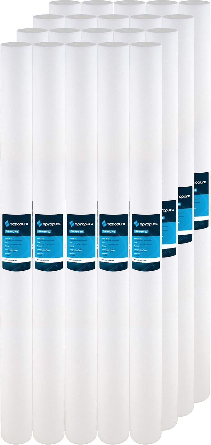 SpiroPure SP-P50-40 40x2.5 50 Micron Spun Melt-Blown Polypropylene Sediment Water Filter Cartridge SDC-25-4050 (Case of 20)