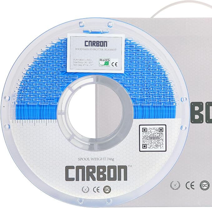 Certified Food Grade PLA+ 3D Printer Filament - CARBON by Comfy Materials - Lab Tested FDA Compliant Food Safe, 1.75mm, 1kg, Accuracy: +/- 0.02 (Blue)