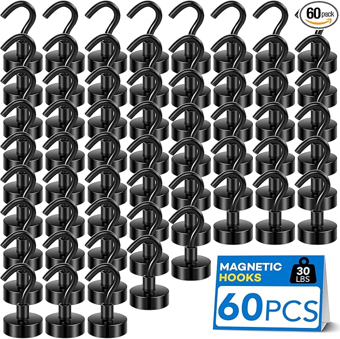 LOVIMAG Magnetic Hooks, Cruise Essentials 2026, 12 Pack-30LBS | Heavy Duty Strong Magnet Hook for Cruise Cabin, Refrigerator Fridge, Ship, Classroom, Kitchen Grills, Black