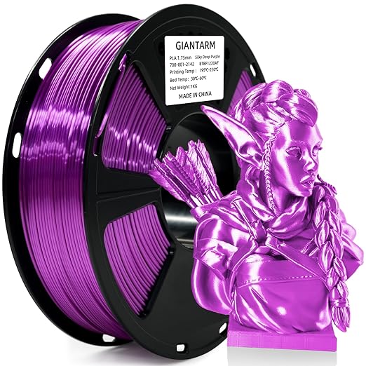 GIANTARM 3D Printer Filament, Shiny Silk Dark Purple PLA Filament, 1Kg(2.2lbs) Spool, 1.75mm Dimension Accuracy +/- 0.02mm, 3D Printing Filament