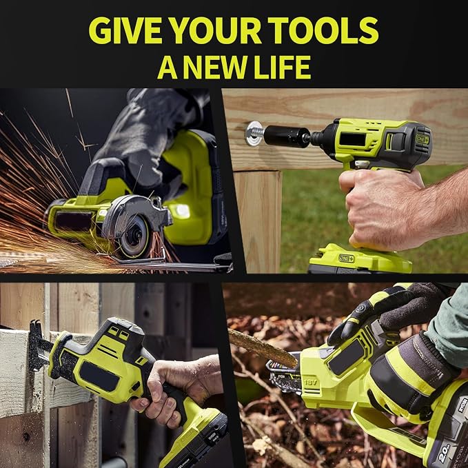 4 Pack 8.0Ah High Capacity Replacement for Ryobi 18v Battery P108 P104 P105 P102 P103 P122 P109 Li-ION Compatible with Ryobi 18V ONE+ System Cordless Power Tools and Charger