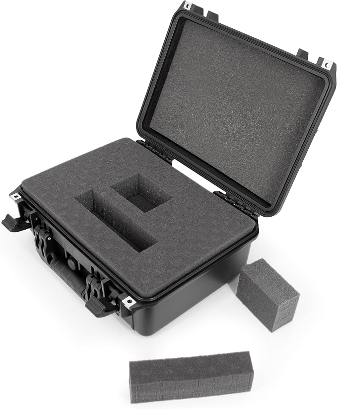 CASEMATIX 16" Waterproof Hard Case with Customizable Foam for Portable Electronics, Tools and Accessories - Hard Shell Plastic Case with Pre-Diced Travel Case Foam Interior