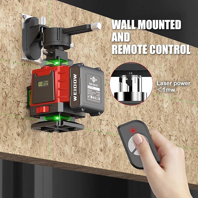 WEIDDW Laser Level with Tripod, Self Leveling Laser Level 4x360°, Green Line Laser 4D Laser Leveler Tool with 2Pcs Lithium Batteries for Picture Hanging, Tile, Home Renovation, (SizeXL)