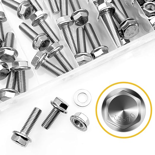 105Pcs M8x1.25 Bolt x 16/20/25/30/35mm Flanged Hex Head M8 Bolt, M8 Screws 304 Stainless Steel Nuts and Bolts Assortment Kit, DIN 6921, Serrated Metric Bolt Assortment by Mywish