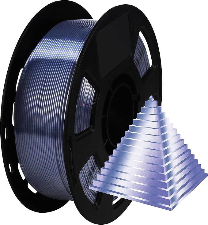 1.75mm Silk Pearlescent Shiny Black PLA Filament, 1kg 2.2lbs 3D Printing Material, Widely Support for FDM 3D Printer, Pack with Extra Filament Sample by BBLIFE