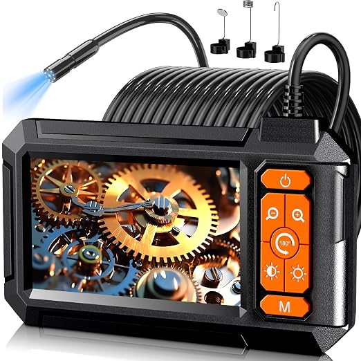 Daxiongmao Borescope Camera, 1080P HD IP67 Waterproof Endoscope with LED Light, 4.3" IPS Screen Flexible Snake Camera for Automotive Engine, Pipe, Wall & Vent InspectionI