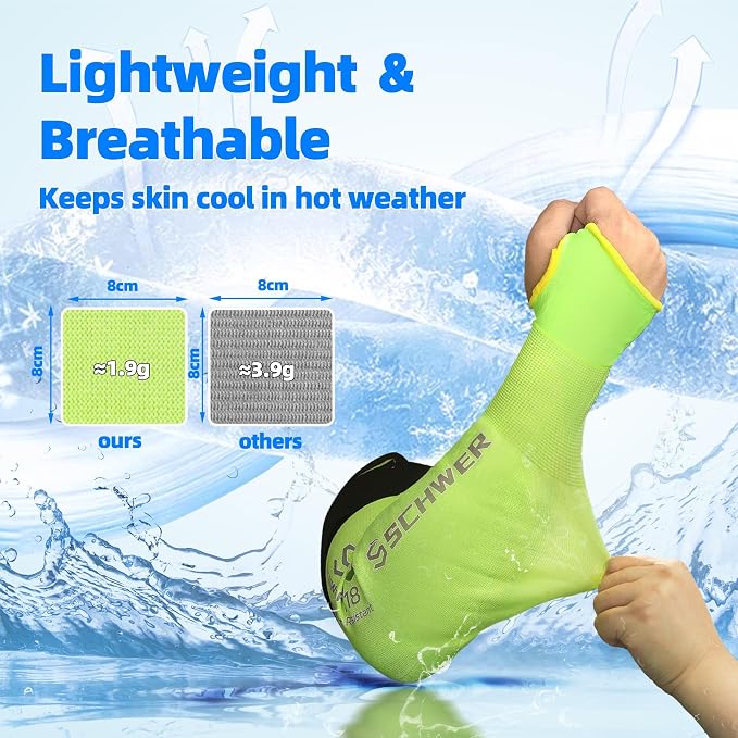 Schwer AIR-SKIN ANSI A6 Cut Resistant Arm Sleeves for Men & Women, Arm Protectors for High Risk Work, Gardening Sleeves, 100 Pairs, Yellow, 22 IN