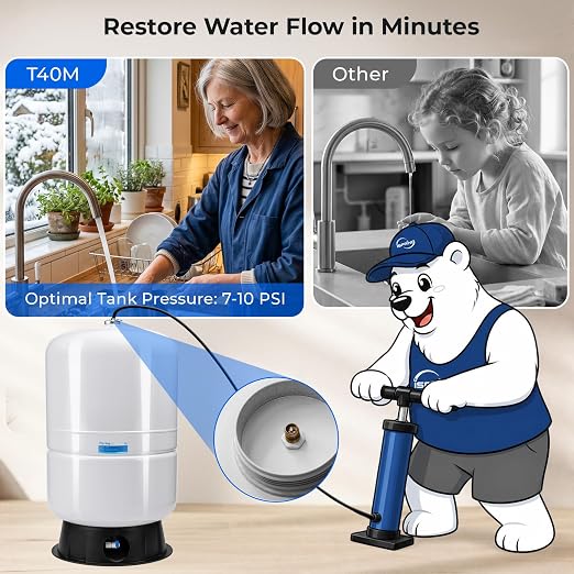 iSpring 40 Gallon RO Tank, Pre-Pressurized Water Storage Tank for Reverse Osmosis RO Systems, Metal High Capacity RO Water Tank, Includes Tank Valve & Elbow, Model: T40M