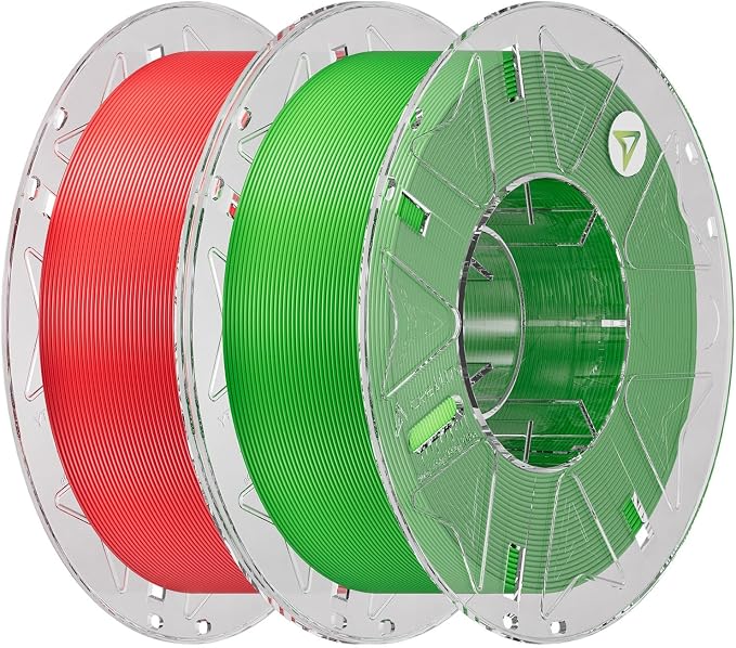 Creality Hyper PLA Filament 2KG, 1.75mm RFID Smart Filament for High-Speed 30–600mm/s, CFS Compatible, Fits Most 3D Printers (Red & Green)