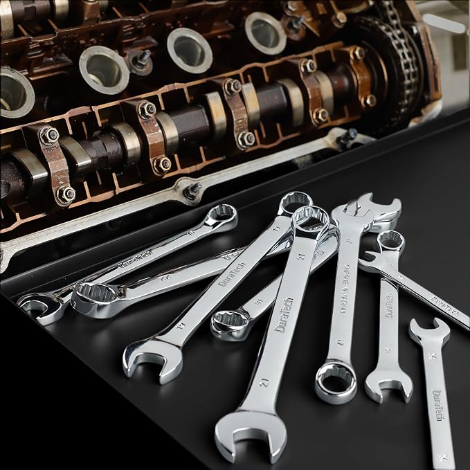 DURATECH 22mm Combination Wrench, Metric, CR-V Constructed with Mirror Polish, 12-Point, 15-Degree Offset