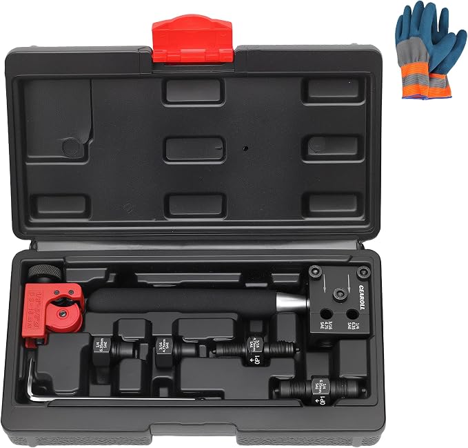 Brake Line Flaring Tool Kit, 3/16" 1/4" SAE Double Flare Tool for Brake Lines, Creates Single Double Bubble Flares for Vehicle Brake & Hydraulic Lines