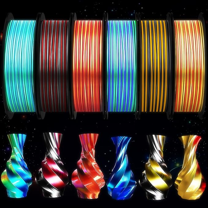 Pangda 3D Printer Filament Pla Bundle 1.75mm Multicolor, ±0.02mm Dimensional Accuracy, 3D Printing Filament for DIY Projects, Holiday Crafts(1.5 kg,Dual Color)