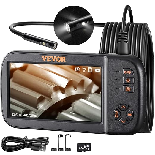 VEVOR Borescope Triple Lens Endoscope Camera with Light & Disston E0215000 Blu-MOL RemGrit Hole Saw Accessories Silicone Dust Bowl