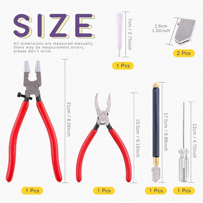 Swpeet 9Pcs Glass Cutter Tool Kit + 12Pcs 2 in 1 Glass Tile Cutter Tool Kit