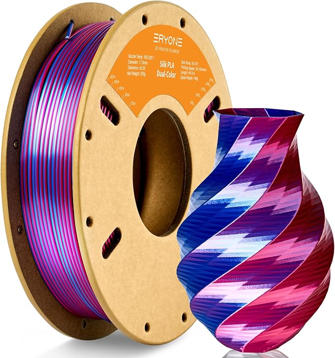 ERYONE PLA Filament 3D Printer Filament Multicolor 1.75mm +/- 0.03mm, PLA Filament 250g Spool, Silk Dual Color Red Blue