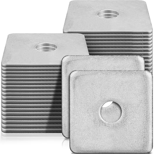 Yaocom 70pcs Galvanized Square Washers Plate 5/8" ID, 3X 3 Od 1/8" Thickness Heavy Duty Steel Gasket Flat Washers Nut Anti-loosening Plate Fastener for Construction and Industrial Equipment