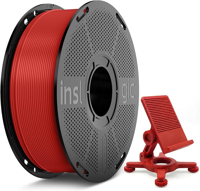 Inslogic PETG Pro Filament, High Speed PETG 3D Printer Filament 1.75mm ±0.02mm, Reusable 3D Printing Filament Spool, Compatible with SUNLU, Bambu Lab Filament Refill, 1KG (Red)