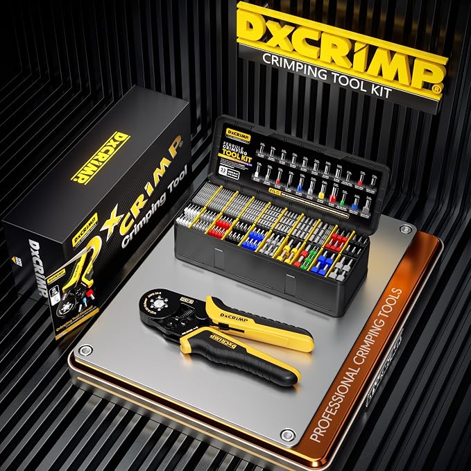 Ferrule Crimping Tool Kit, Ratchet Pliers for 24-8 AWG with 24 Types Insulated, Non-Insulated and Two Wire Ferrules, Wire Ferrules Kit, Hexagon Ferrule Crimper set, Electrician tool