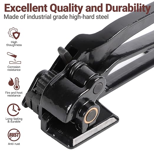Heavy-Duty High Tensile Steel Strapping Tensioner Tool - Metal StrappingTool Feed-Wheel Banding Tensioner for 3/8" to 3/4" Metal Banding, Strapping Banding Tool for High Tensile Pallet Packing