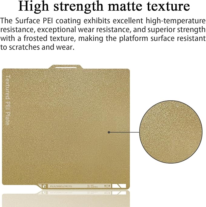 P2S Textured Build Plate with QR Code for P2S/X2D/P1S/P1P/A1/X1C (Gold) | 257x257mm Dual-Sided PEI Sheet, Spring Steel Flexible Magnetic Platform, Glue-Free Heated Bed, Strong Adhesion, Easy Removal