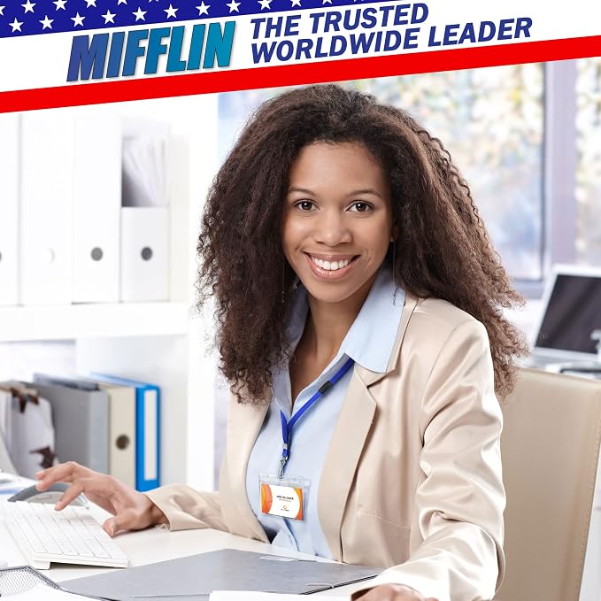 MIFFLIN-USA Flat Breakaway Safety Lanyard for ID Badges (Blue, 36 Inch, 250 Pack), Soft Woven Neck Line