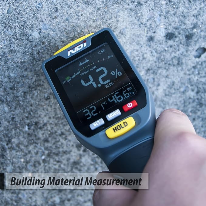 NDI 7 in 1 Pin-Type and Non-invasive Moisture Meter Scanner for Dry Wall/Cement Board/Soft Wood/Hard Wood upto 3/4 Inch Depth
