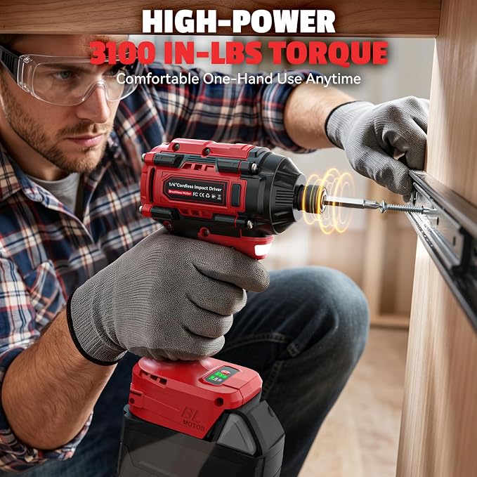 Cordless Brushless Drill Driver and Impact Driver Combo Kit Compatible with Milwaukee 18V Battery(Tool Only), DIYtoolifz Brushless Power Tool Combo Set, High Torque, Compact Lightweight, 9 Bits