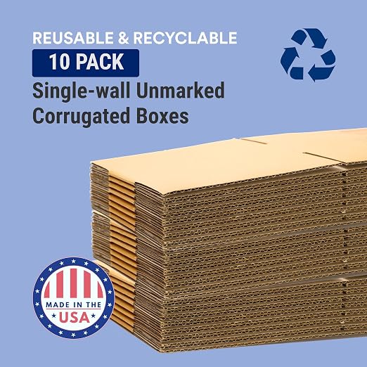 BOX USA Shipping Boxes 24"Lx18"Wx12"H 10-Pack Large Corrugated Boxes for Shipping, Packaging, Moving, Storage Box for Home or Business, Strong Wholesale Bulk Boxes