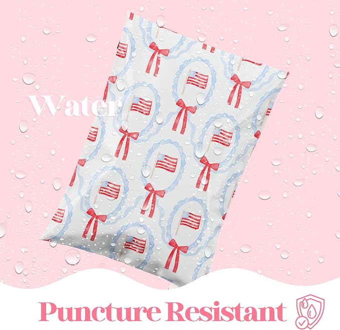 Pretty Package Store 10x13 Designer Poly Mailer 100 Pack Heavy Duty Waterproof Self Seal Shipping Bags for Small Business Large Mailing Envelopes Bulk Tear Resistant Packaging American Flag