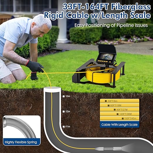 Sewer Camera 100FT,4.3" HD Screen,SYANSPAN 23mm Endoscope Camera with Light,16GB DVR, Portable Drain Camera with 8500mAh Battery,Ideal for Plumbers and Homeowners