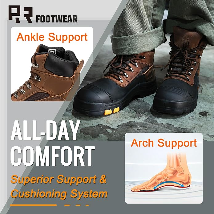 ROCKROOSTER Sedona - Men's Waterproof Puncture Resistant Work Boots, 6" Lace Up Steel Toe ASTM Safety Boots AK216