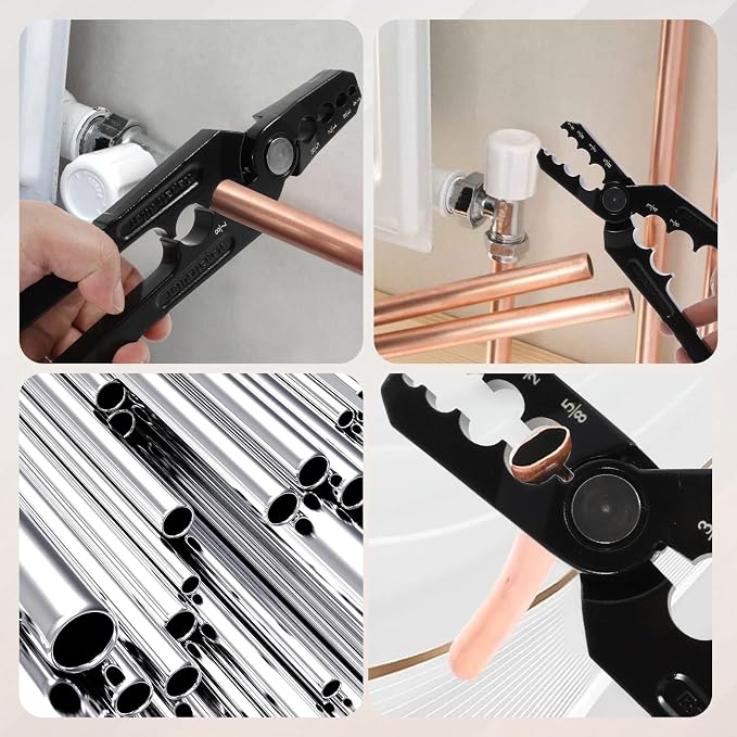 Manual Copper Tube Rounder with 6 Hole Design Copper Pipe Repair Tool Multifunctional Flat Tube Repair Plier Sturdy Coppers Pipe Rounding Tool, Diameter 1/4" 3/8" 1/2" 5/8" 3/4" 7/8"