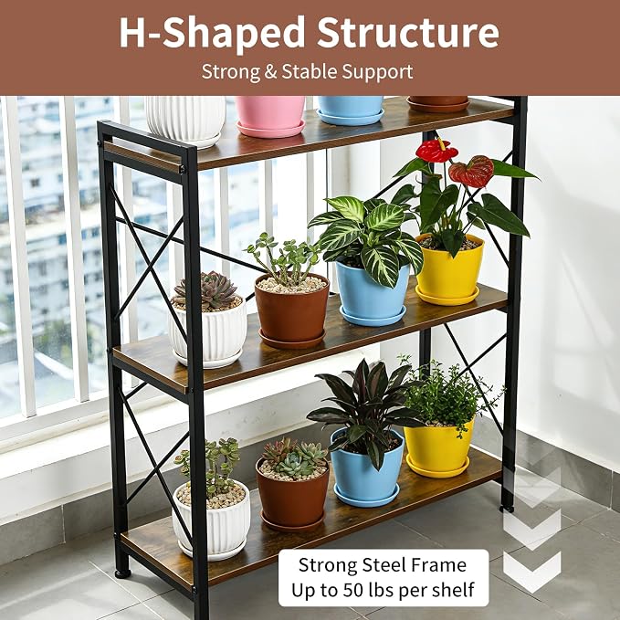 COSYSUPER 3 Tier Storage Shelf, Small Industrial Shelving Unit with Metal Frame & Wood Shelves, Sturdy 3 Shelf Organizer for Bedroom, Living Room, Entryway, Easy Assembly