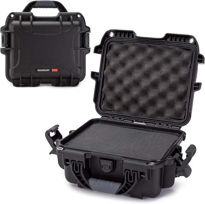 NANUK 905 Hard Case with Foam – IP67 Waterproof Hard Case, Protective Hard-Shell Box for Camera, Drone & Gear – Impact-Resistant, Dustproof, Travel-ready, 12.5” x 10.1” x 6”, Made in Canada – Black