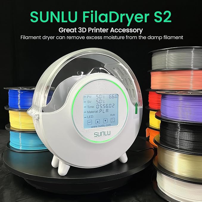 SUNLU S2 Filament Dryer, White | Touchscreen Control,70℃ Max Temperature,Dehydrator and Storage Box,For Nylon TPU PLA PETG ABS, 1.75/2.85/3.00mm
