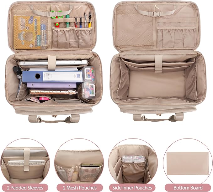 Rolling Teacher Bag with Wheels, Teacher Tote Bag with Detachable Trolley, Fits for 15.6" Laptop(Patent Design)