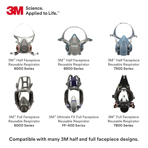 3M P100 Respirator Cartridge/Filter 60926, 1 Pair, NIOSH, Helps Protect Against Organic Vapors, Acid Gases, Ammonia Methylamine, Formaldehyde and Particulates