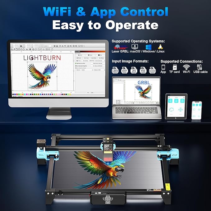 Twotrees TTS-20 Pro Laser Engraver, 20000mW Laser Engraver Machine and Cutter, Ideal for DIY Laser Engraving Projects. Processes Wood, Metal, Acrylic, and Glass 27.4-inch × 23.4-inch Laser Cutter