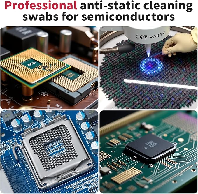 ESD Safe Cleaning Swab for Camera Sensors, PCB & Semiconductors - No Residue, Anti-Static, Scratch-Free, Quick & Easy to Use for Sensitive Electronics. (Blue-10Packs, Electrostatic adsorption)