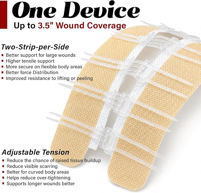 EVERLIT Wound Closure Kit | Surgical Zip-Stitch Devices for Cut & Laceration | Sterile, Suture-Free, Stitch-Less Adhesive Butterfly Bandages for Emergency First Aid Wound Care (Ultimate Pro+ Kit)