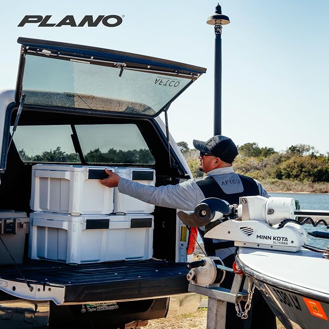 Plano GoNow Box, Waterproof Gear Storage, Heavy-Duty Outdoor Utility Container with Tray and Dividers for Tools and Accessories, Small, White