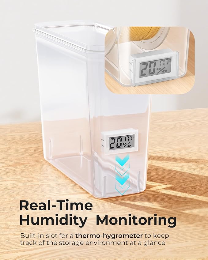 YOOPAI Pro Filament Storage Box with Temperature & Humidity Monitor, Airtight Filament Storage Container with Desiccant for 1KG 1.75mm PLA ABS PETG TPU, Single Spool 3D Printer Filament Storage Box(4)