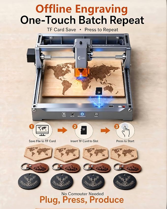 K15 Pro Laser Engraver 10W-Laser Engraving Machine for Coated Metal Wood Acrylic Glass Stone, 7.9"x11.8" (Near A4) Work Area Offline Engraving CNC DIY Lazer Cutter for Home & Crafting