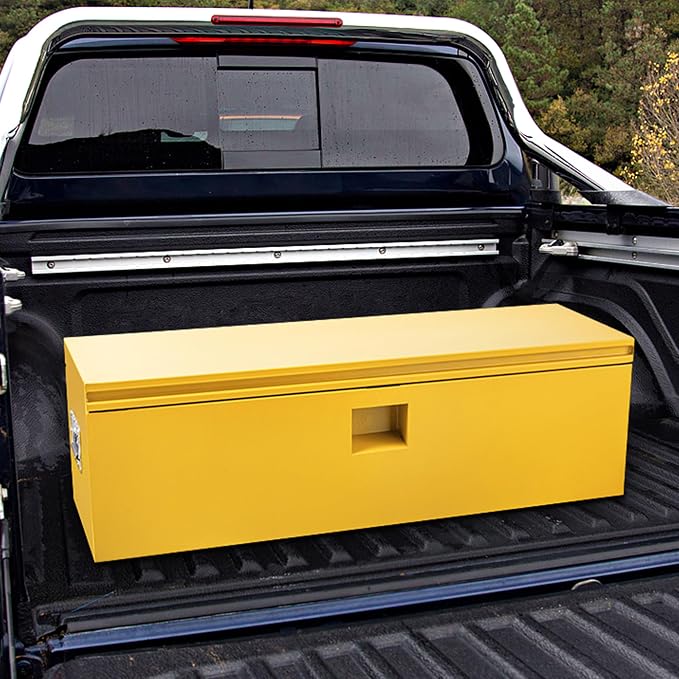 GarveeTech Truck Bed Tool Box Heavy Duty Steel Toolbox with Hydraulic-Assisted Lid, Drill-Proof Lock & Weatherproof Seal, Universal Mount for Pickup, Truck Bed, RV, Trailer