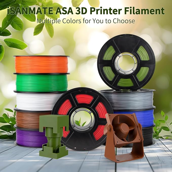 iSANMATE ASA Filament 1.75mm Black 1KG, UV & Weather Resistant 3D Printer Filament Perfect for Outdoor Functional Parts, Dimensional Accuracy +/- 0.02mm, 1kg Spool (2.2lbs)