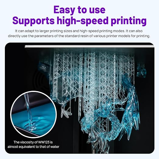 RESIONE Water-Washable 3D Printer Resin, Seawater Blue, – Low Odor, Fast Curing, High Precision Photopolymer Resin for LCD DLP MSLA, Easy to Clean with Water, Beginner Friendly, 1KG