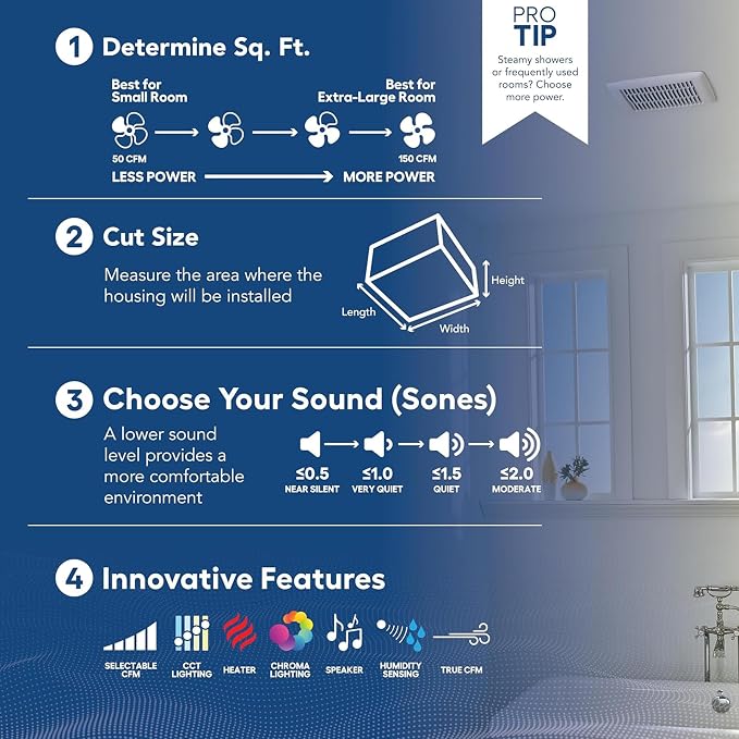 Broan-NuTone Bathroom Exhaust Fan, Easy Install, Powerful 110 CFM, Quiet 1.0 Sones, Energy Star