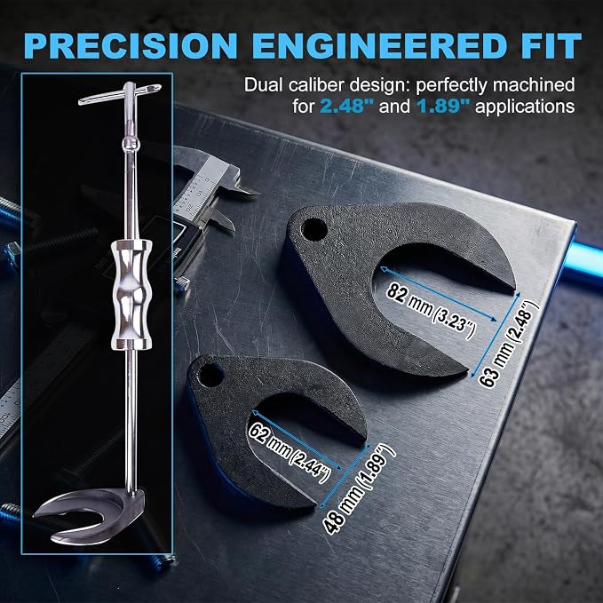Heavy Duty Inner CV Joint Puller Slide Hammer Set, Front Wheel Drive Axle Half Shaft Removal Tool Kit with 63mm & 48mm CV Joint Fork Adapters, A Reinforced Cable Adapter, And External CV Joint Puller